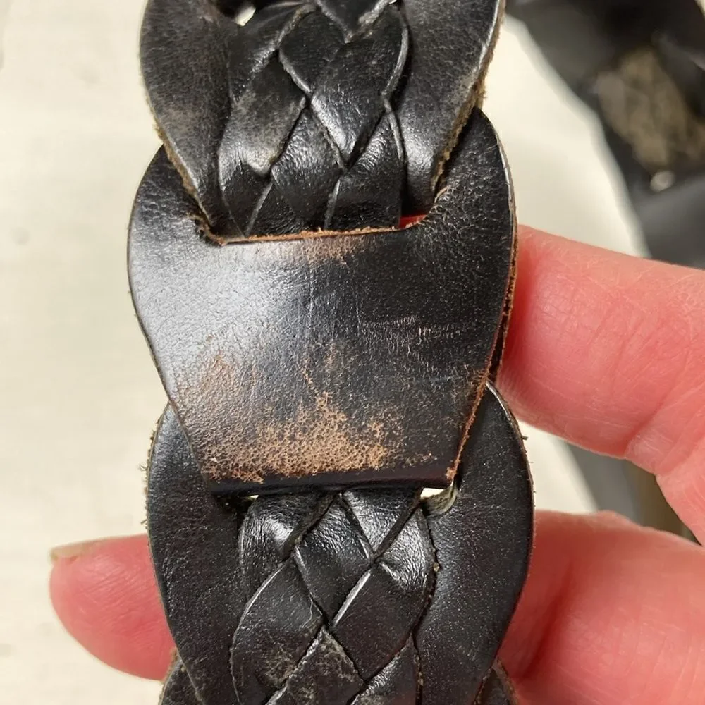 Vintage Lawton Harbor Black Genuine Leather Western Braided Belt
